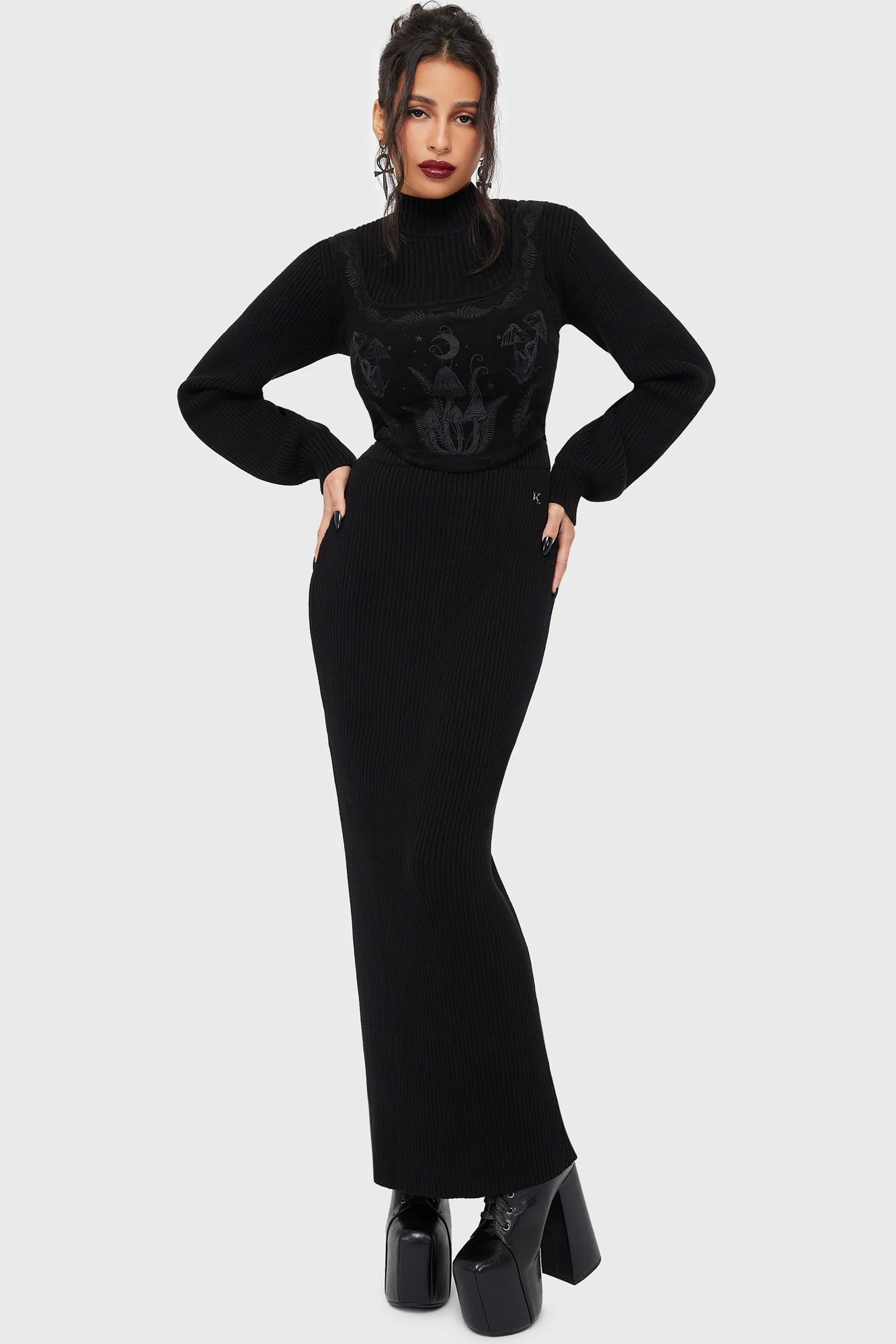 Belinda's Woe Maxi Skirt [Black] - Image 3