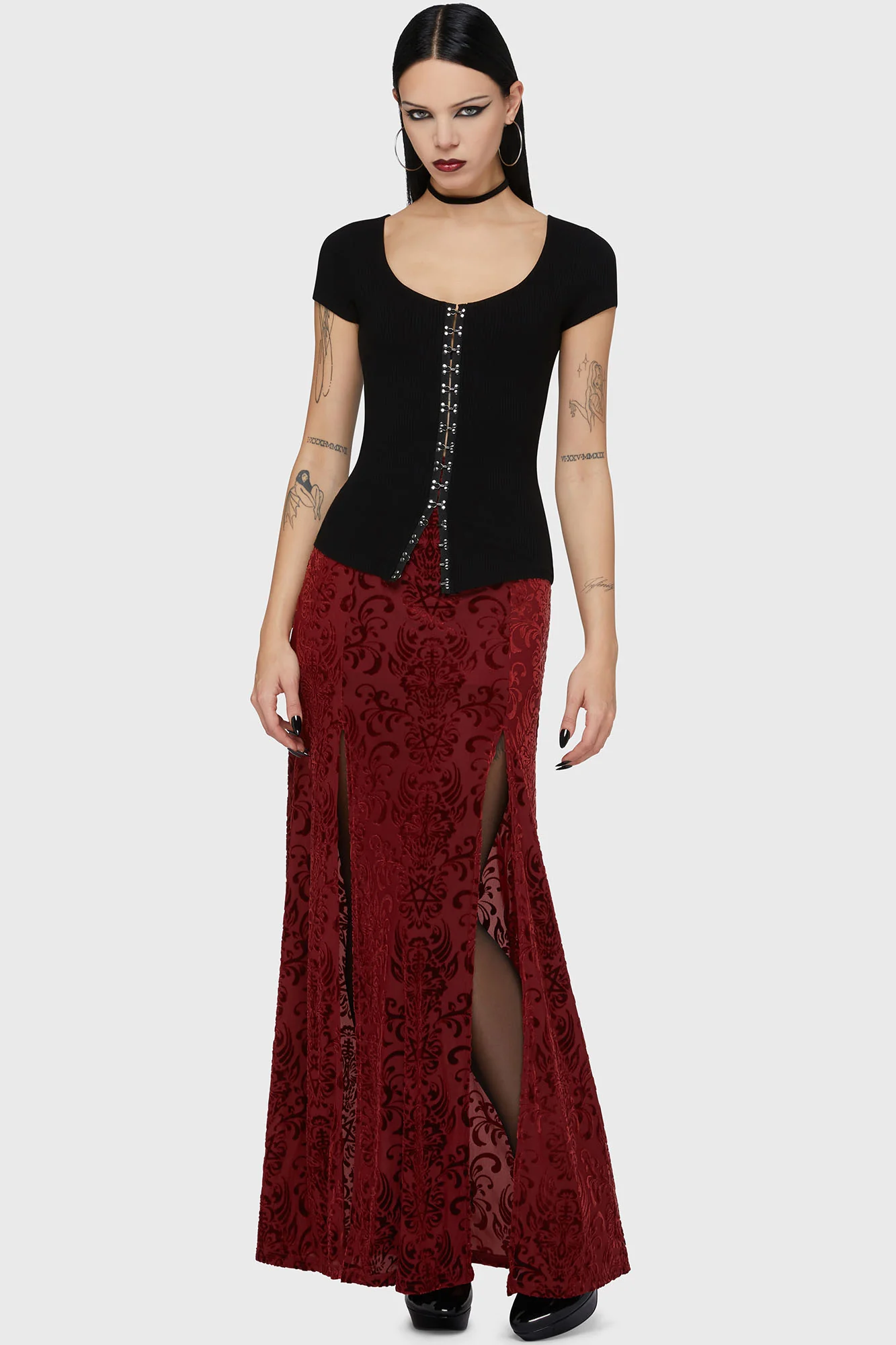Crimson Bloodlust Maxi Skirt - Image 2