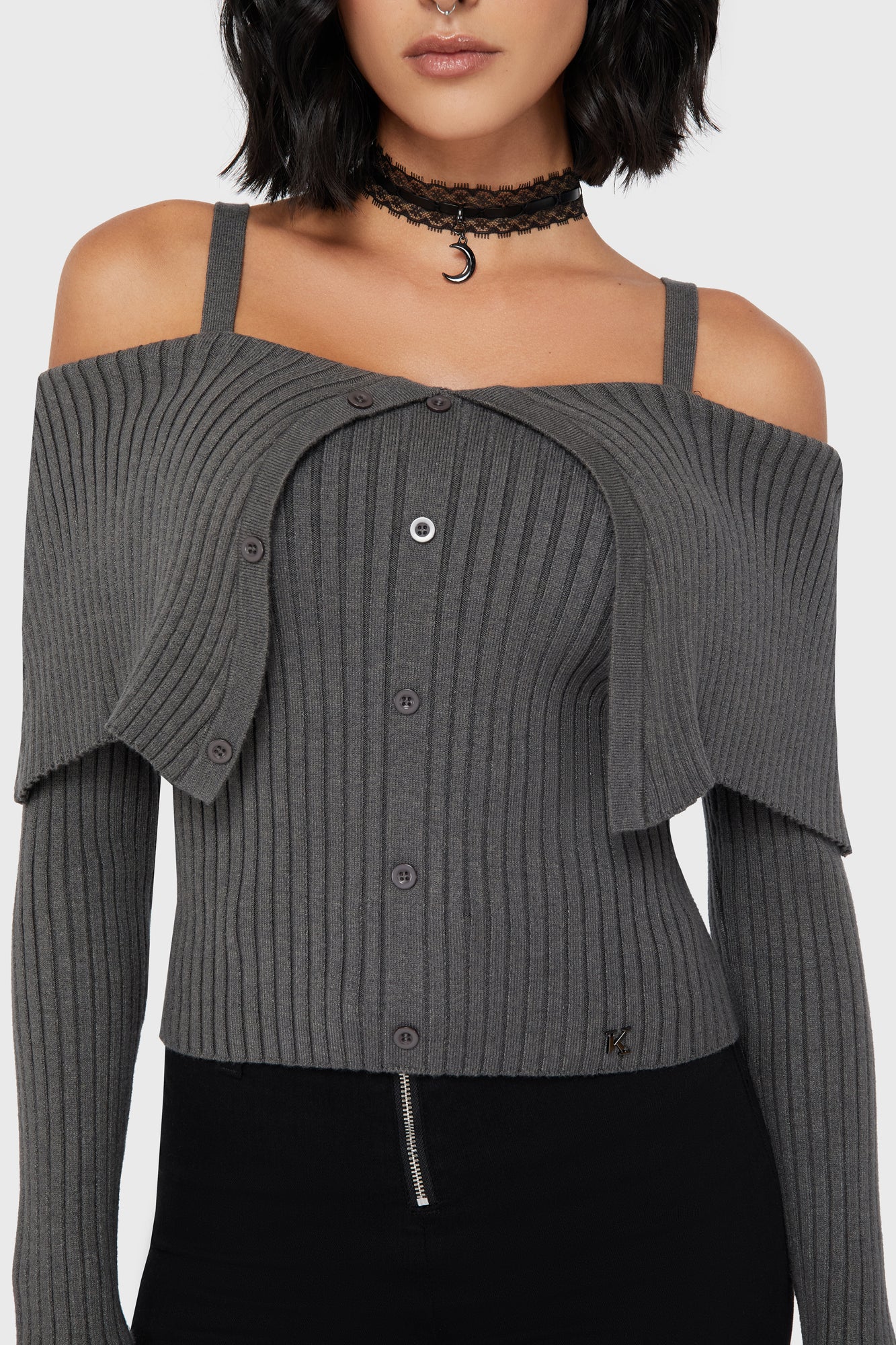 Dusk Empress Knit Top [Grey] - Image 2