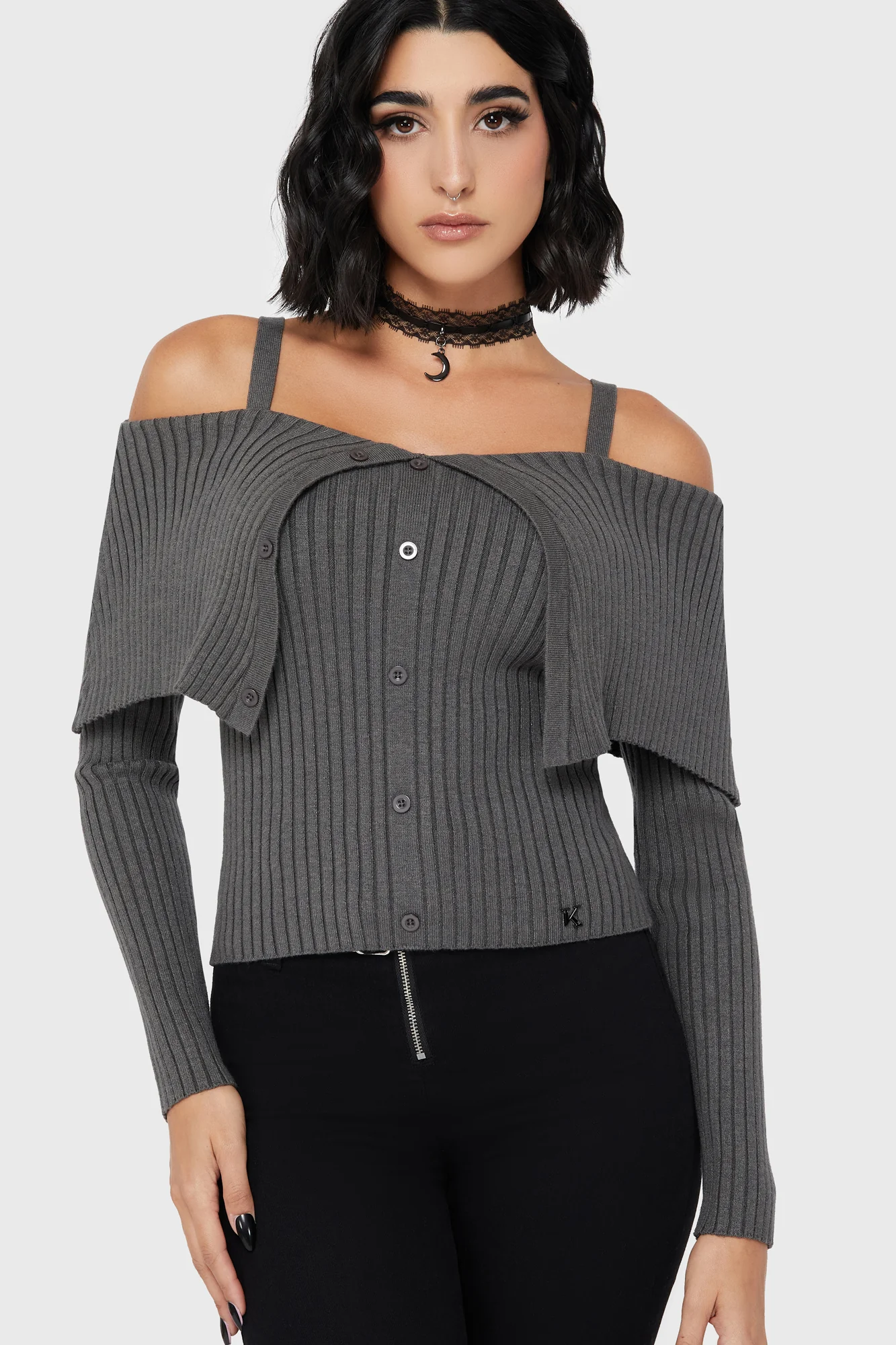 Dusk Empress Knit Top [Grey] - Image 3