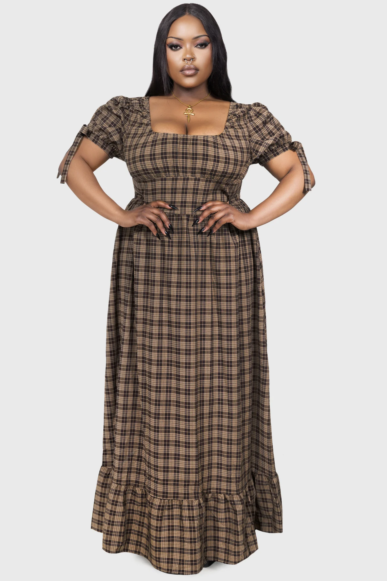 Grim Gretchen Dress [BROWN TARTAN] - Image 5