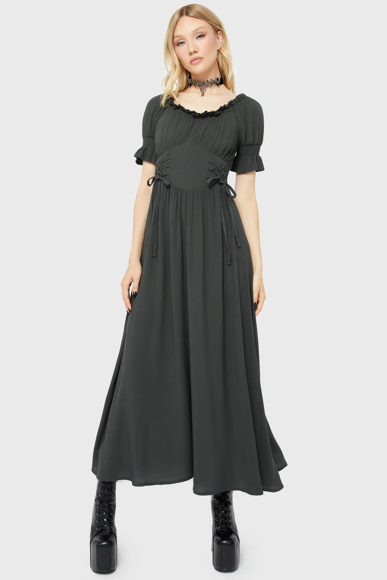 Jocasta Maxi Dress Short Sleeve [GREEN] - Image 4
