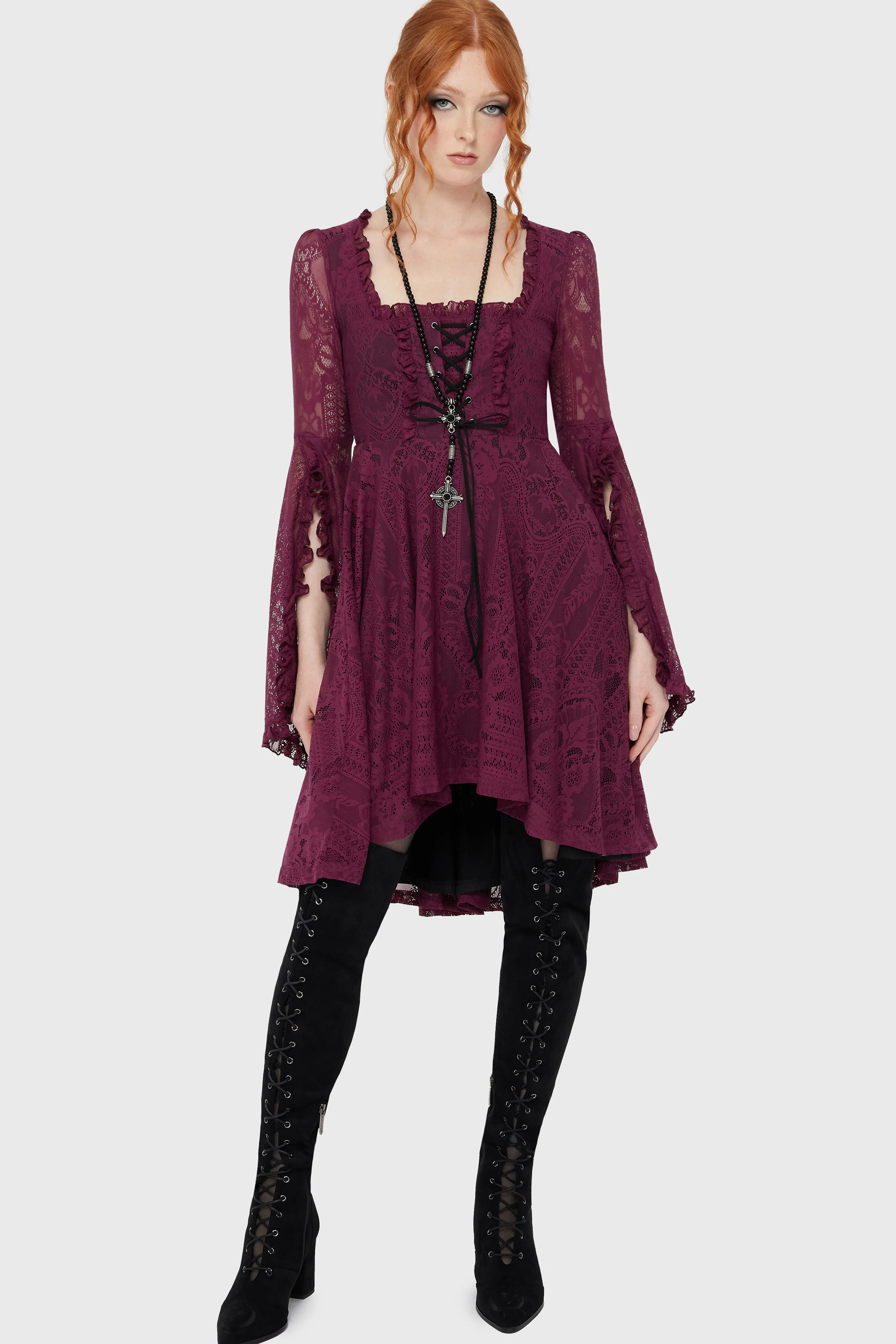 Killing Kisses Lace Maiden Dress Plum - Image 3