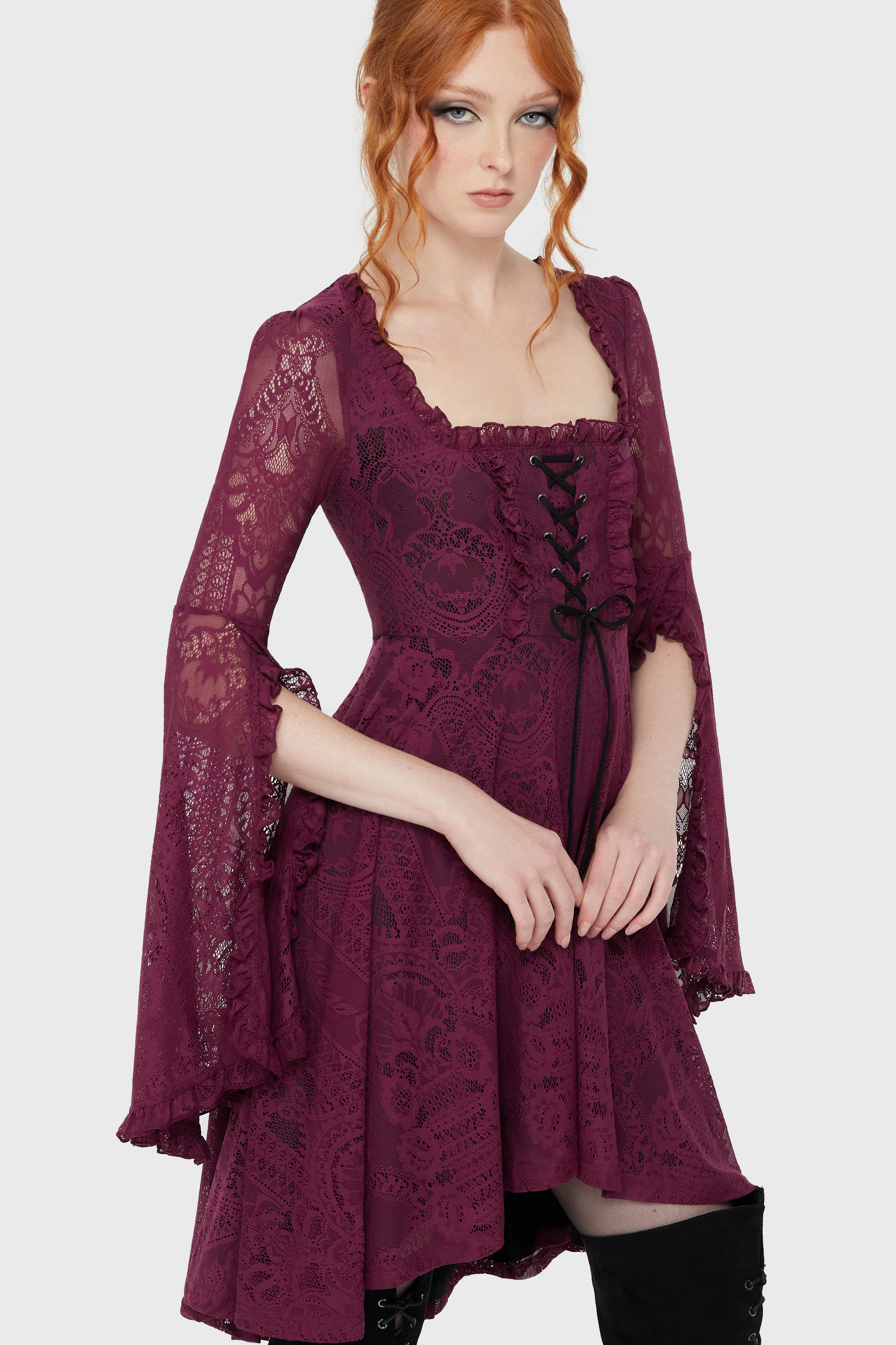 Killing Kisses Lace Maiden Dress Plum - Image 4