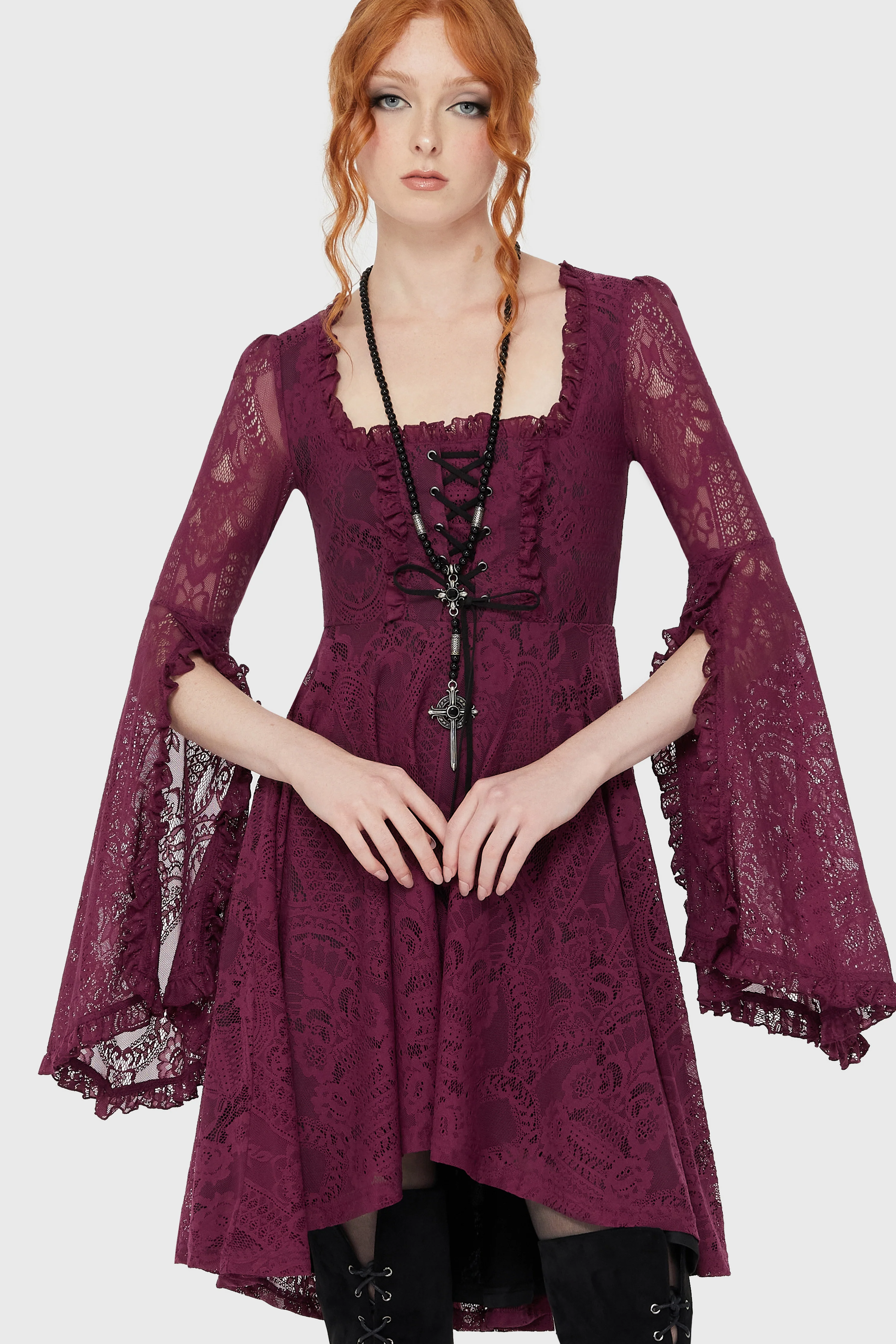 Killing Kisses Lace Maiden Dress Plum - Image 5
