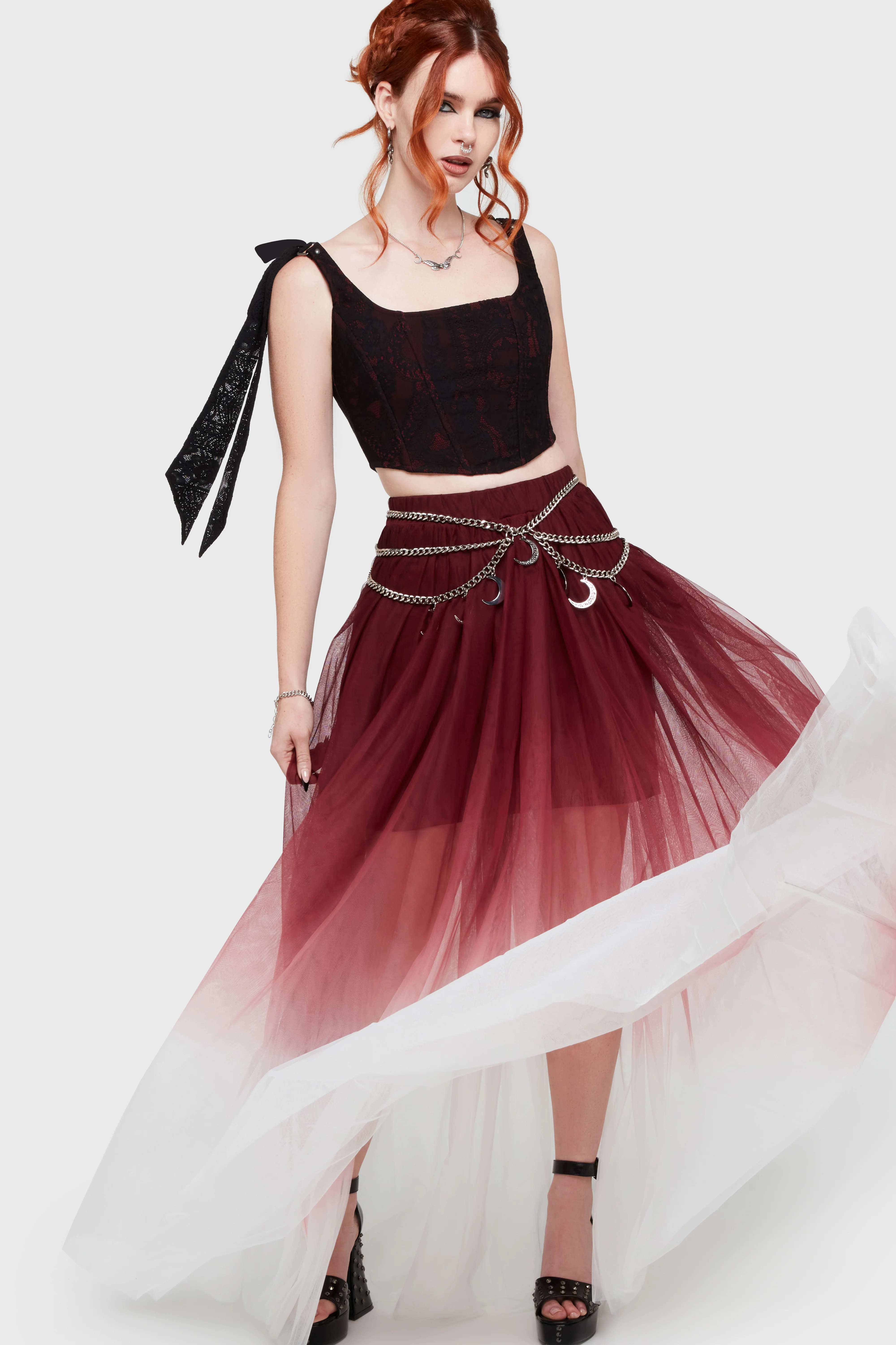 Shade Empress Maxi Skirt [Red/White] - Image 2