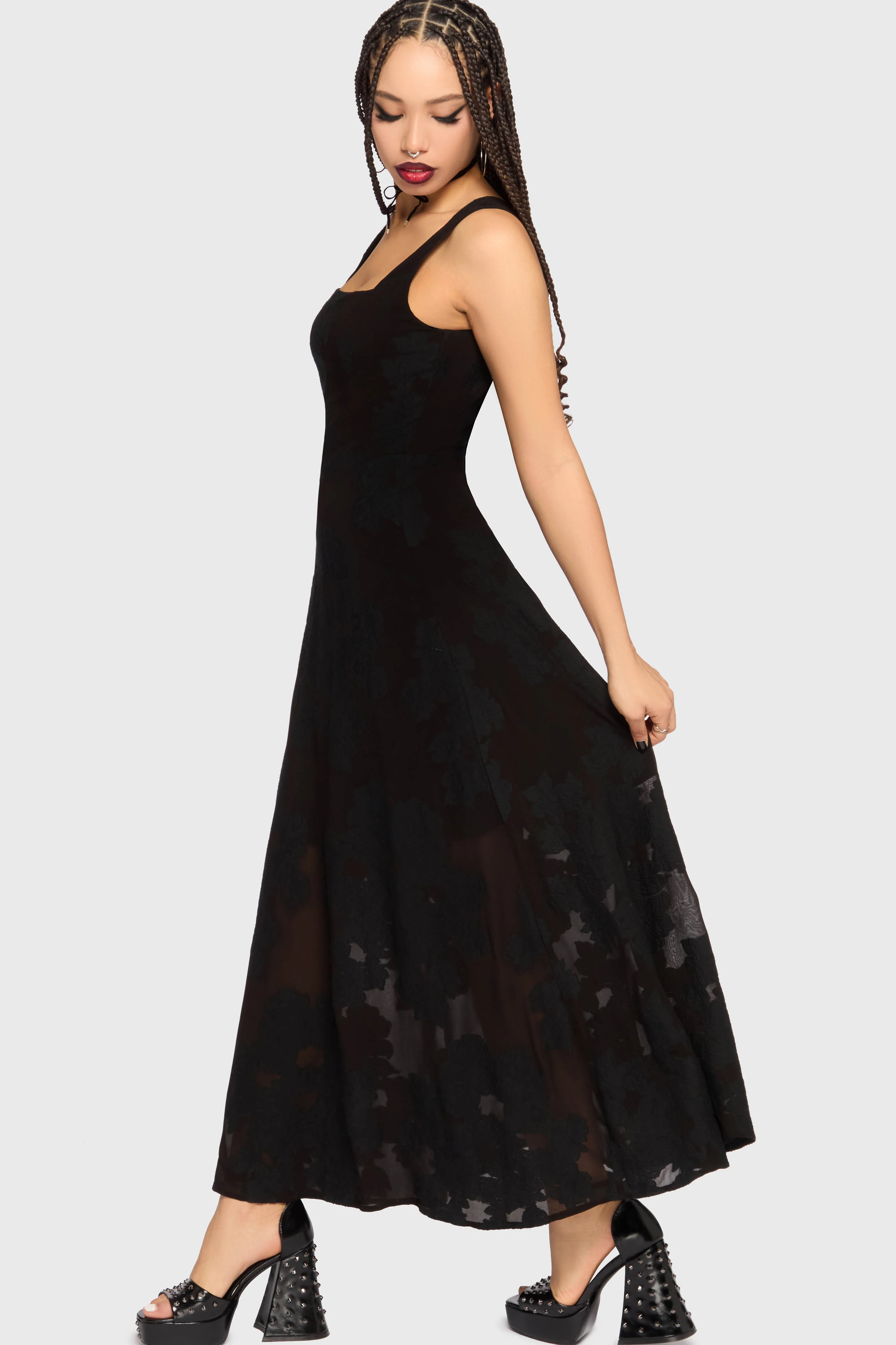 The Hollow Jacquard Maxi Dress
