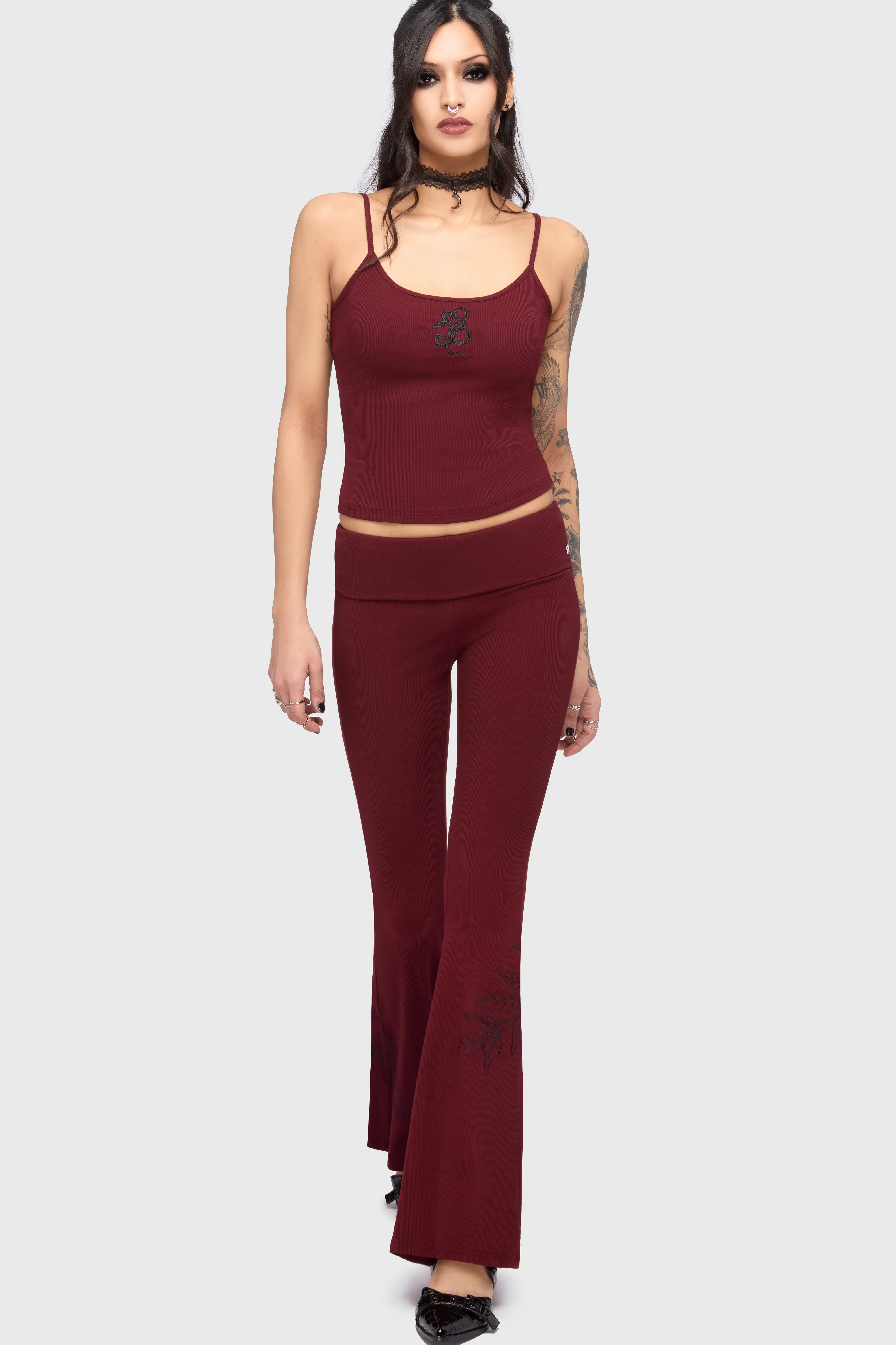 Twilight Viper Embroidered Flares [Burgundy] - Image 4