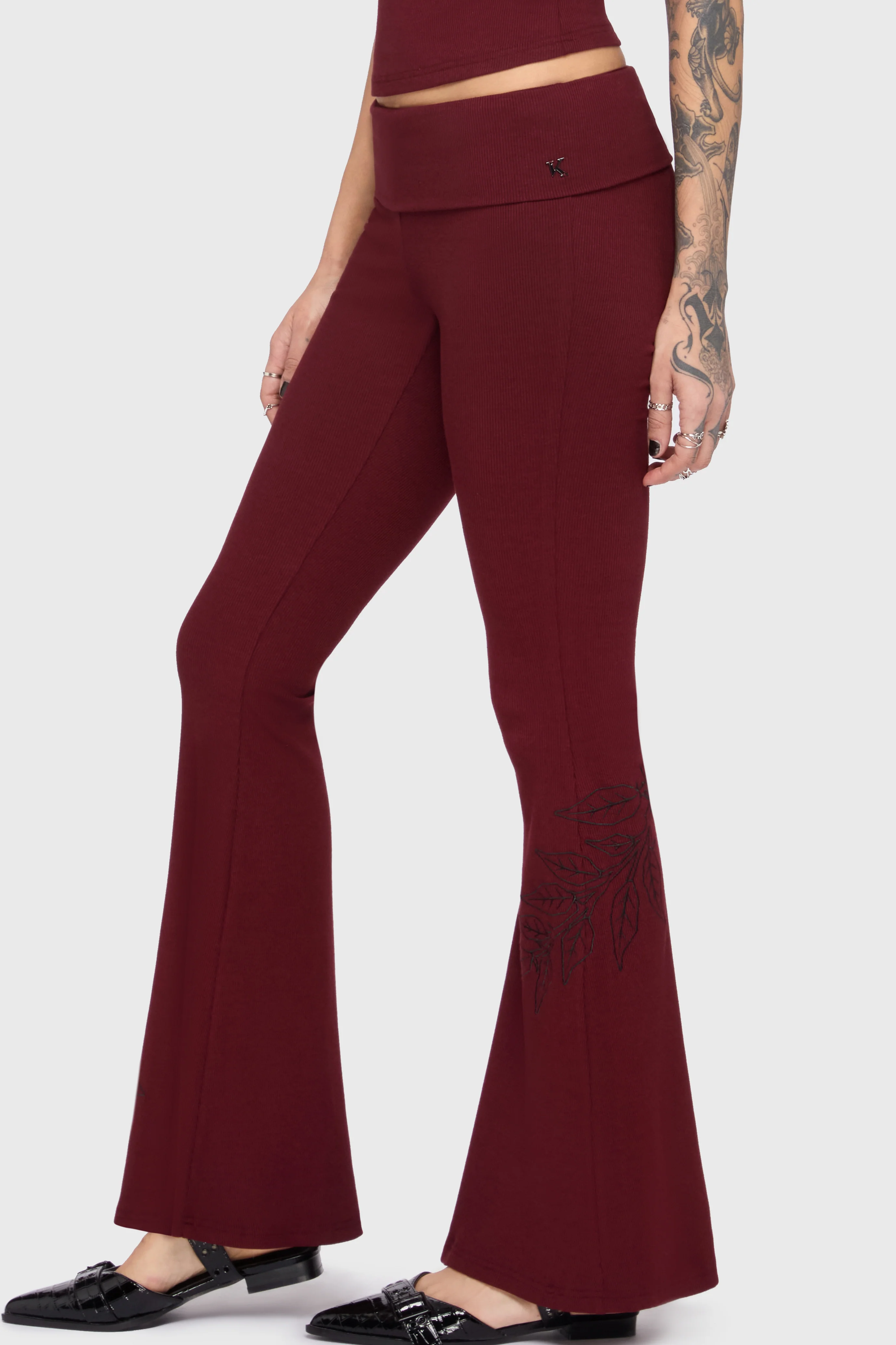 Twilight Viper Embroidered Flares [Burgundy] - Image 5