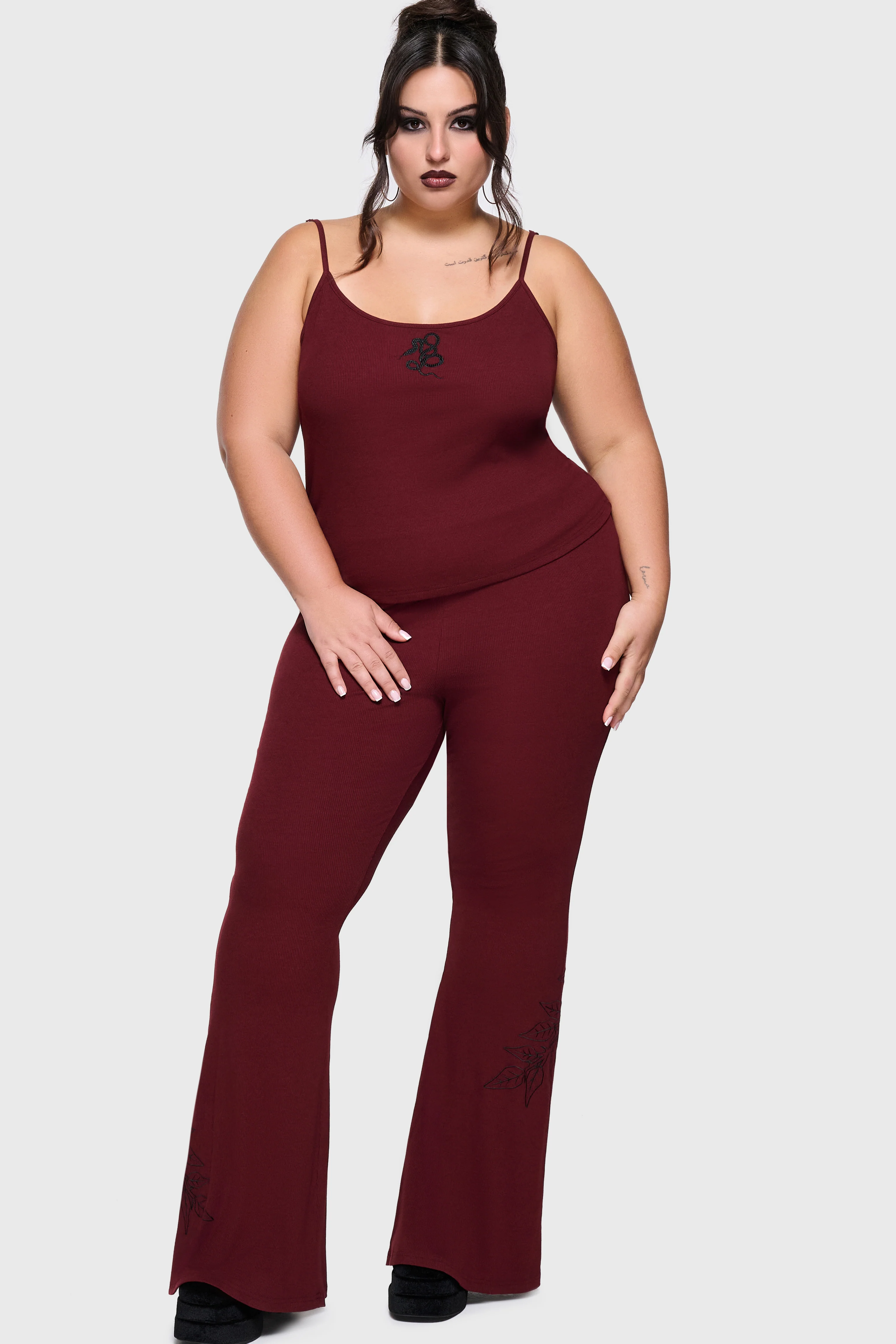 Twilight Viper Embroidered Flares [Burgundy] - Image 6