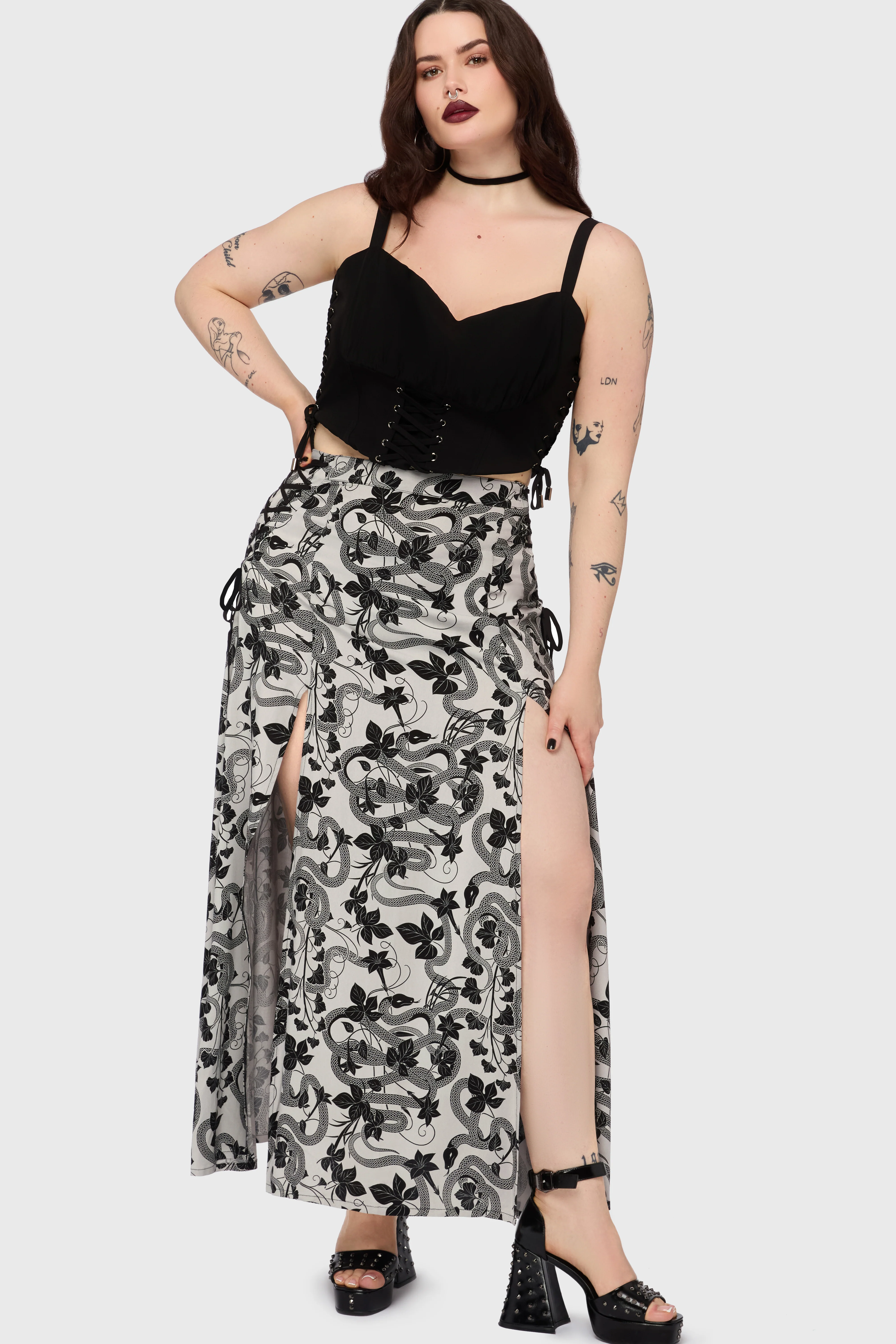 Venomous Rose Lace Up Skirt - Image 4