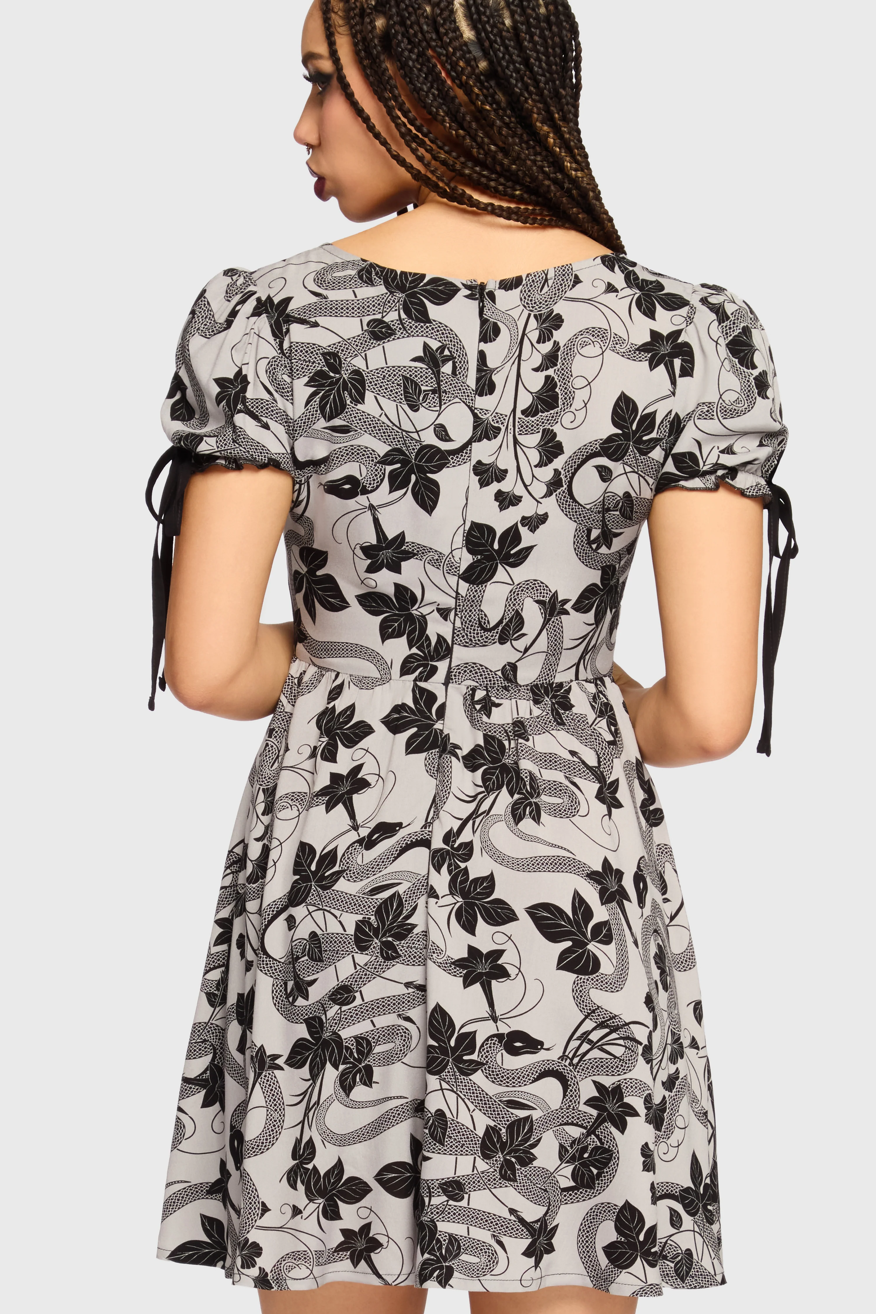 Venomous Rose Puffed Sleeve Mini Dress - Image 3