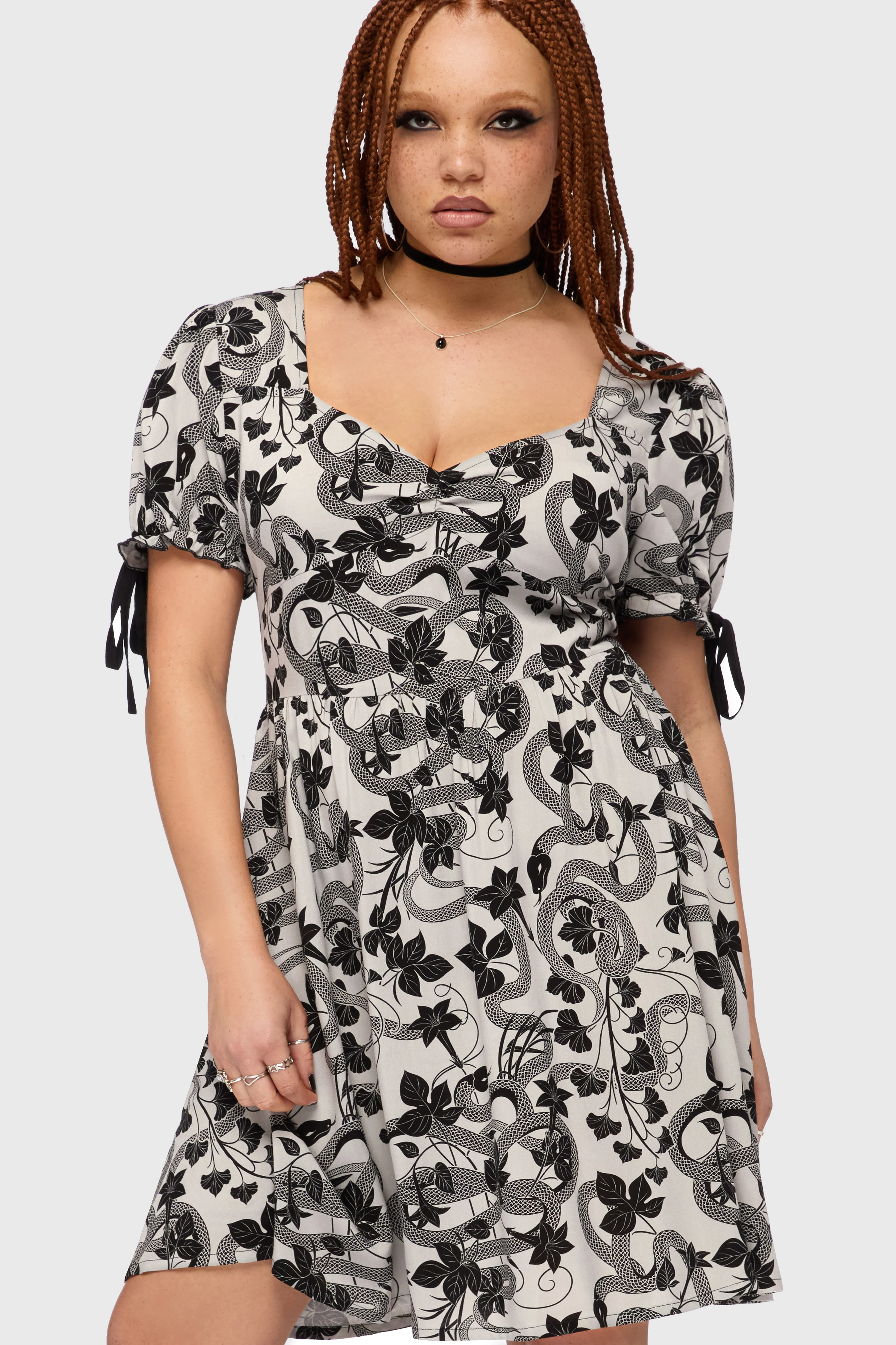 Venomous Rose Puffed Sleeve Mini Dress - Image 4