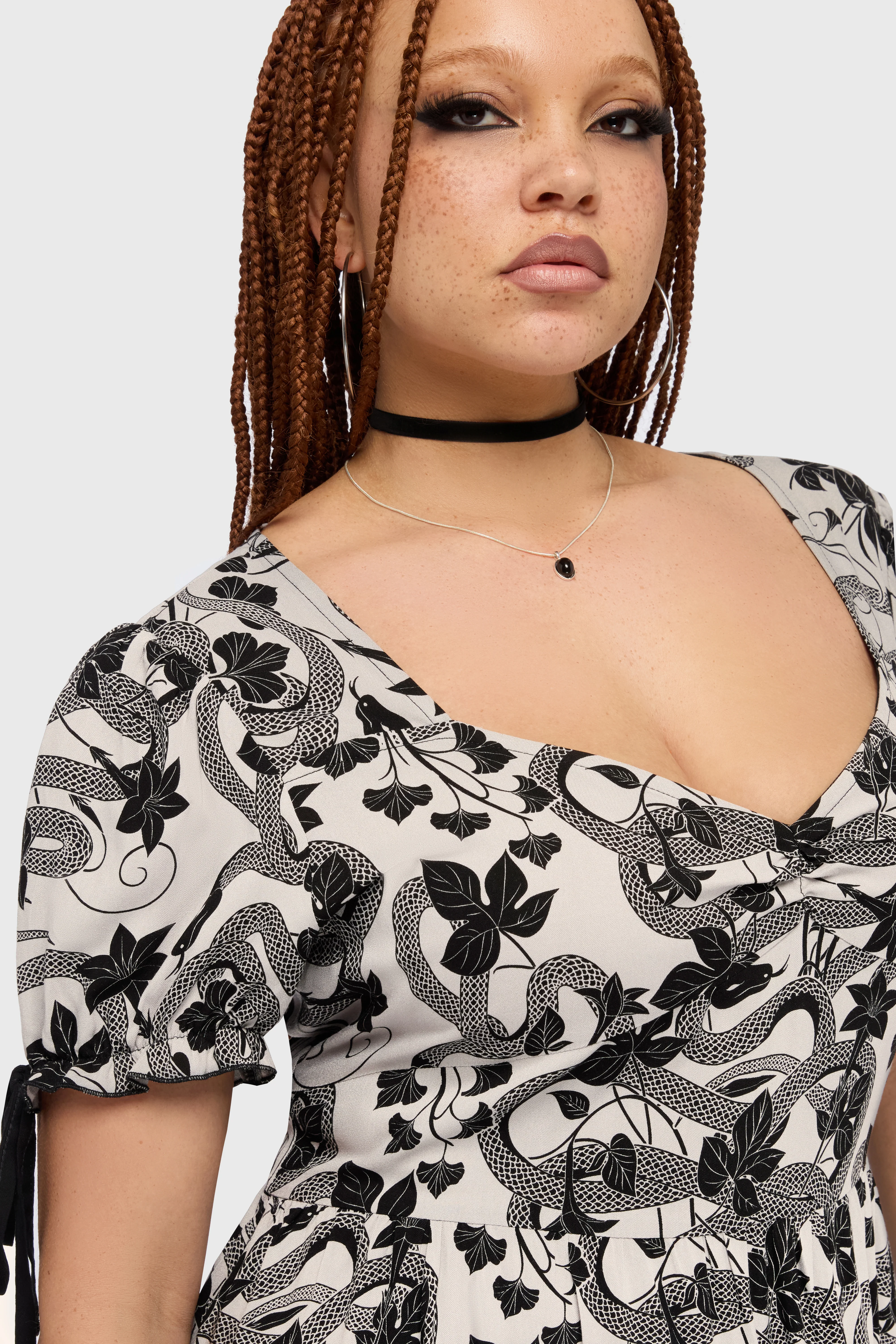 Venomous Rose Puffed Sleeve Mini Dress - Image 5